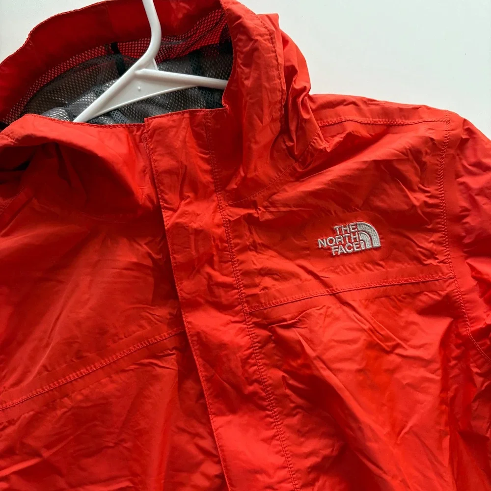 The North Face Rain Jacket Boys Large‎ 14/16 Red HyVent Hooded Windbreaker AQRC